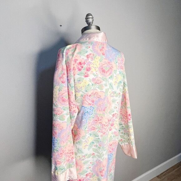 Vintage 90s Gold Label Victorias Secret Floral Robe nightgown Size S Pink - Picture 2 of 8